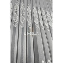 Saraylı Ttm Ağır dökümlü Kord Nakışlı Yumuşak  Tül Perde Ütü Istemez (1x3 Pile Dikişli)