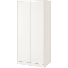 IKEA Kleppstad Gardırop Beyaz 79 x 176 cm Raflı 2 Kapaklı Askılı Dolap
