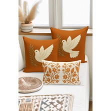 Bertille Home Çift Tarafı Dijital Baskılı  3'lü Kırlent Kılıfı Seti (Panç /punch Nakış Desen Görünümlü)