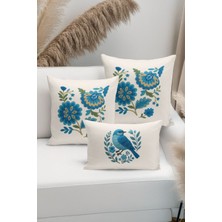 Bertille Home Çift Tarafı Dijital Baskılı  3'lü Kırlent Kılıfı Seti (Panç /punch Nakış Desen Görünümlü)