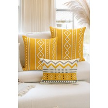 Bertille Home Çift Tarafı Dijital Baskılı  3'lü Kırlent Kılıfı Seti (Panç /punch Nakış Desen Görünümlü)