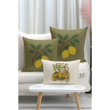 Bertille Home Çift Tarafı Dijital Baskılı  3'lü Kırlent Kılıfı Seti (Panç /punch Nakış Desen Görünümlü)