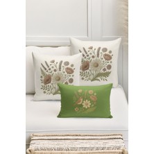 Bertille Home Çift Tarafı Dijital Baskılı  3'lü Kırlent Kılıfı Seti (Panç /punch Nakış Desen Görünümlü)