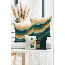 Bertille Home Çift Tarafı Dijital Baskılı  3'lü Kırlent Kılıfı Seti (Panç /punch Nakış Desen Görünümlü)