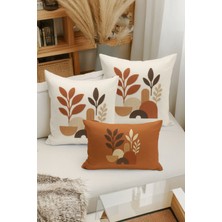Bertille Home Çift Tarafı Dijital Baskılı  3'lü Kırlent Kılıfı Seti (Panç /punch Nakış Desen Görünümlü)