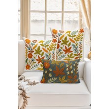 Bertille Home Çift Tarafı Dijital Baskılı  3'lü Kırlent Kılıfı Seti (Panç /punch Nakış Desen Görünümlü)