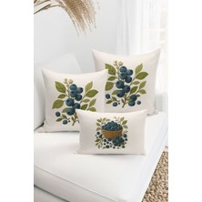 Bertille Home Çift Tarafı Dijital Baskılı  3'lü Kırlent Kılıfı Seti (Panç /punch Nakış Desen Görünümlü)