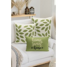 Bertille Home Çift Tarafı Dijital Baskılı  3'lü Kırlent Kılıfı Seti (Panç /punch Nakış Desen Görünümlü)