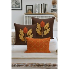 Bertille Home Çift Tarafı Dijital Baskılı  3'lü Kırlent Kılıfı Seti (Panç /punch Nakış Desen Görünümlü)