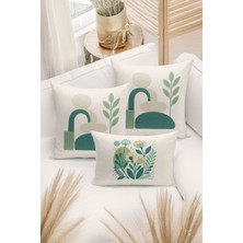 Bertille Home Çift Tarafı Dijital Baskılı  3'lü Kırlent Kılıfı Seti (Panç /punch Nakış Desen Görünümlü)