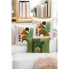 Bertille Home Çift Tarafı Dijital Baskılı  3'lü Kırlent Kılıfı Seti (Panç /punch Nakış Desen Görünümlü)