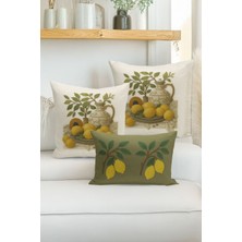 Bertille Home Çift Tarafı Dijital Baskılı  3'lü Kırlent Kılıfı Seti (Panç /punch Nakış Desen Görünümlü)