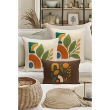 Bertille Home Çift Tarafı Dijital Baskılı  3'lü Kırlent Kılıfı Seti (Panç /punch Nakış Desen Görünümlü)