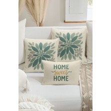 Bertille Home Çift Tarafı Dijital Baskılı  3'lü Kırlent Kılıfı Seti (Panç /punch Nakış Desen Görünümlü)