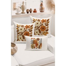 Bertille Home Çift Tarafı Dijital Baskılı  3'lü Kırlent Kılıfı Seti (Panç /punch Nakış Desen Görünümlü)