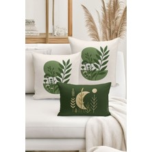 Bertille Home Çift Tarafı Dijital Baskılı  3'lü Kırlent Kılıfı Seti (Panç /punch Nakış Desen Görünümlü)