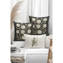 Bertille Home Çift Tarafı Dijital Baskılı  3'lü Kırlent Kılıfı Seti (Panç /punch Nakış Desen Görünümlü)