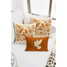 Bertille Home Çift Tarafı Dijital Baskılı  3'lü Kırlent Kılıfı Seti (Panç /punch Nakış Desen Görünümlü)