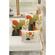 Bertille Home Çift Tarafı Dijital Baskılı  3'lü Kırlent Kılıfı Seti (Panç /punch Nakış Desen Görünümlü)