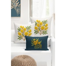 Bertille Home Çift Tarafı Dijital Baskılı  3'lü Kırlent Kılıfı Seti (Panç /punch Nakış Desen Görünümlü)