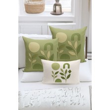 Bertille Home Çift Tarafı Dijital Baskılı  3'lü Kırlent Kılıfı Seti (Panç /punch Nakış Desen Görünümlü)