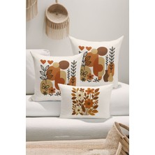 Bertille Home Çift Tarafı Dijital Baskılı  3'lü Kırlent Kılıfı Seti (Panç /punch Nakış Desen Görünümlü)