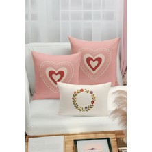 Bertille Home Çift Tarafı Dijital Baskılı  3'lü Kırlent Kılıfı Seti (Panç /punch Nakış Desen Görünümlü)