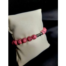 Mryart Pembe Turkuaz Taşı ve Metal Boncuk Detaylı El Yapımı Bileklik