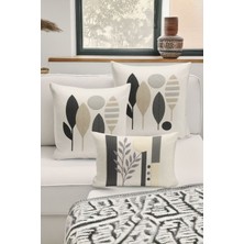Bertille Home Çift Tarafı Dijital Baskılı  3'lü Kırlent Kılıfı Seti (Panç /punch Nakış Desen Görünümlü)