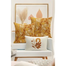 Bertille Home Çift Tarafı Dijital Baskılı  3'lü Kırlent Kılıfı Seti (Panç /punch Nakış Desen Görünümlü)