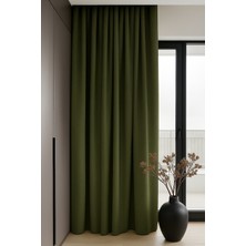 Ran Perde Zeytin Yeşili - Düz Dökümlü Fon Perde - Pilesiz Düz Dikim - Z588