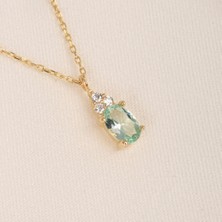 Fasek Gold Altın Kolye - 1.50 Ct Nano Peridot Pırlanta Montürü Altın Kolye - Hediyelik Pırlanta Motürü Kolye