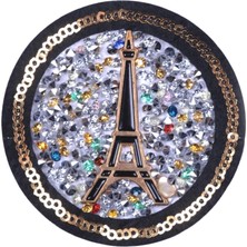 Marsilyan Aplike Ütü Ile Yapışan Taşlı Eyfel Kulesi Siyah Arma 6 cm