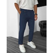 Defy Moda Erkek Belden Düğmeli Cepli Dokuma Pantolon