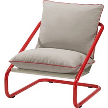 IKEA Önnestad Tekli Koltuk Katorp Bej 78 x 75 cm Minderli Kırmızı Gri Yıkanabilir Kumaş