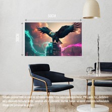 Kartal Fütüristik Bir Şehirde Neon Parıltı Stili 05 Çerçevesiz 50X30 cm Pvc Tablo