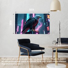 Kartal Siberpunk Dünyasında Görkemli Bir Şekilde 04 Çerçevesiz 50X30 cm Pvc Tablo