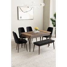 Asaella Mobilya Mabel Barok Desen 80X132 Açılabilir Yemek Odası Takımı 4 Sandalye, 1 Bench