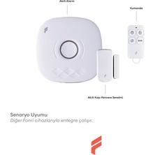 Fonri Akıllı Pratik Alarm Seti; Akıllı Alarm, 5 Adet Akıllı Kapı Pencere Sensörü, Kumanda, Yüksek Sesli