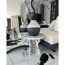 Adomar Marble Doki Sehpa, Menekşe Mermer Yan Sehpa, Zigon Sehpa, Özel Ölçü, %100 Mermer Sehpa