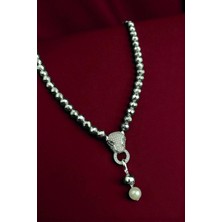 Dünya Doğal Taş Hematit ve Inci Taşı Kolye