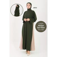 Asilnur Leyla Abaya Şal Peçe 3'lü Set Haki