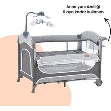 Gulz Atlas Plus Anne Yanı Sallanır Cibinlikli Dönenceli Oyun Parkı Park Yatak Bebek Beşik 70 x 110 cm