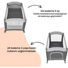 Gulz Atlas Plus Anne Yanı Sallanır Cibinlikli Dönenceli Oyun Parkı Park Yatak Bebek Beşik 70 x 110 cm