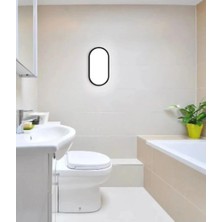 Ekim Aydınlatma Balkon ,teras,banyo,wc Oval Ledli Duvar Armatürü 15-20 Watt Beyaz Işık Siyah Kasa