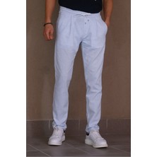 Erkek, pile detaylı beli bağcıklı-lastikli, pamuklu pantolon