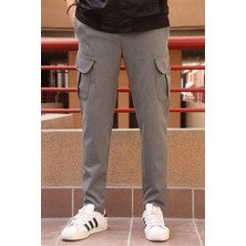 Erkek, bel bağcıklı, kargo cepli, regular fit, poliviskon kumaş pantolon 24INP242