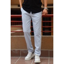 Erkek Arka Bel Lastik Detay Pamuk-keten Yazlık Pantolon