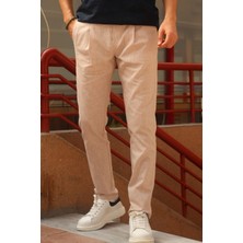 Erkek, pile detaylı beli bağcıklı-lastikli, pamuklu pantolon