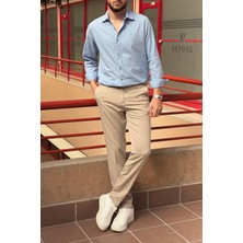 İnpool Pantolon 23INP269 Bej Renkli Slim Fit Günlük Tarz Dar Paça Modeli ile Şık Kullanım